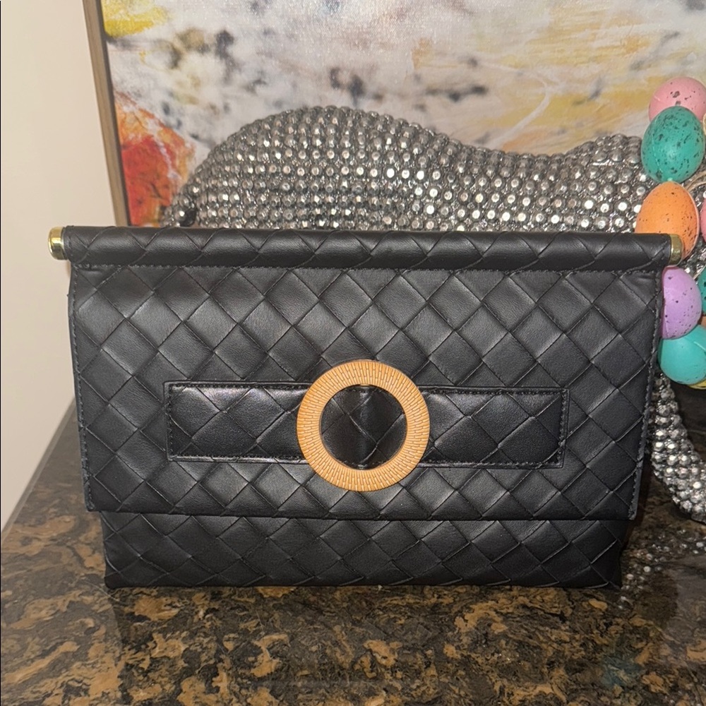 EUC Steve Madden Woven Crossbody with Gold Accent